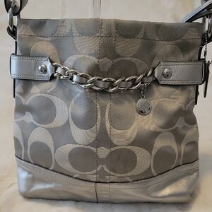 Coach Metallic Gray Signature Shoulder Bag